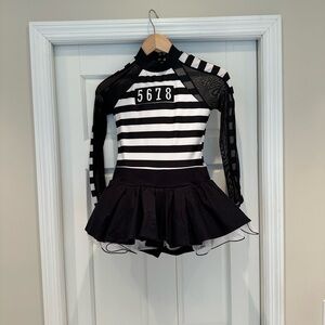 Weissman Black and White Striped Dance Costume